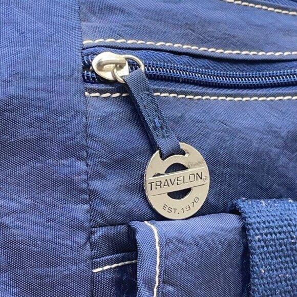 Travelon Navy Blue Nylon Multiple Pockets & Adjustable Strap Crossbody Bag Sz M - Picture 6 of 12